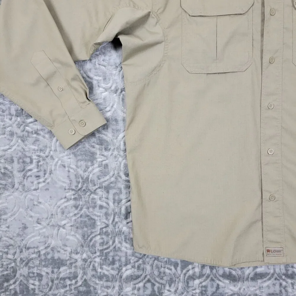 Blackhawk Tactical Button Shirt Men's Large Biege Rip Stop Federal Ammunition - Picture 6 of 14